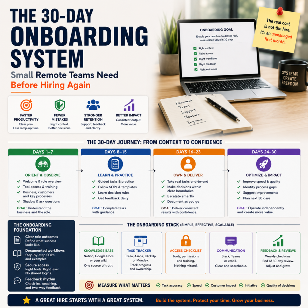 The 30-Day Onboarding System Small Remote Teams Need Before Hiring Again The 30-Day Onboarding System Small Remote Teams Need Before Hiring Again