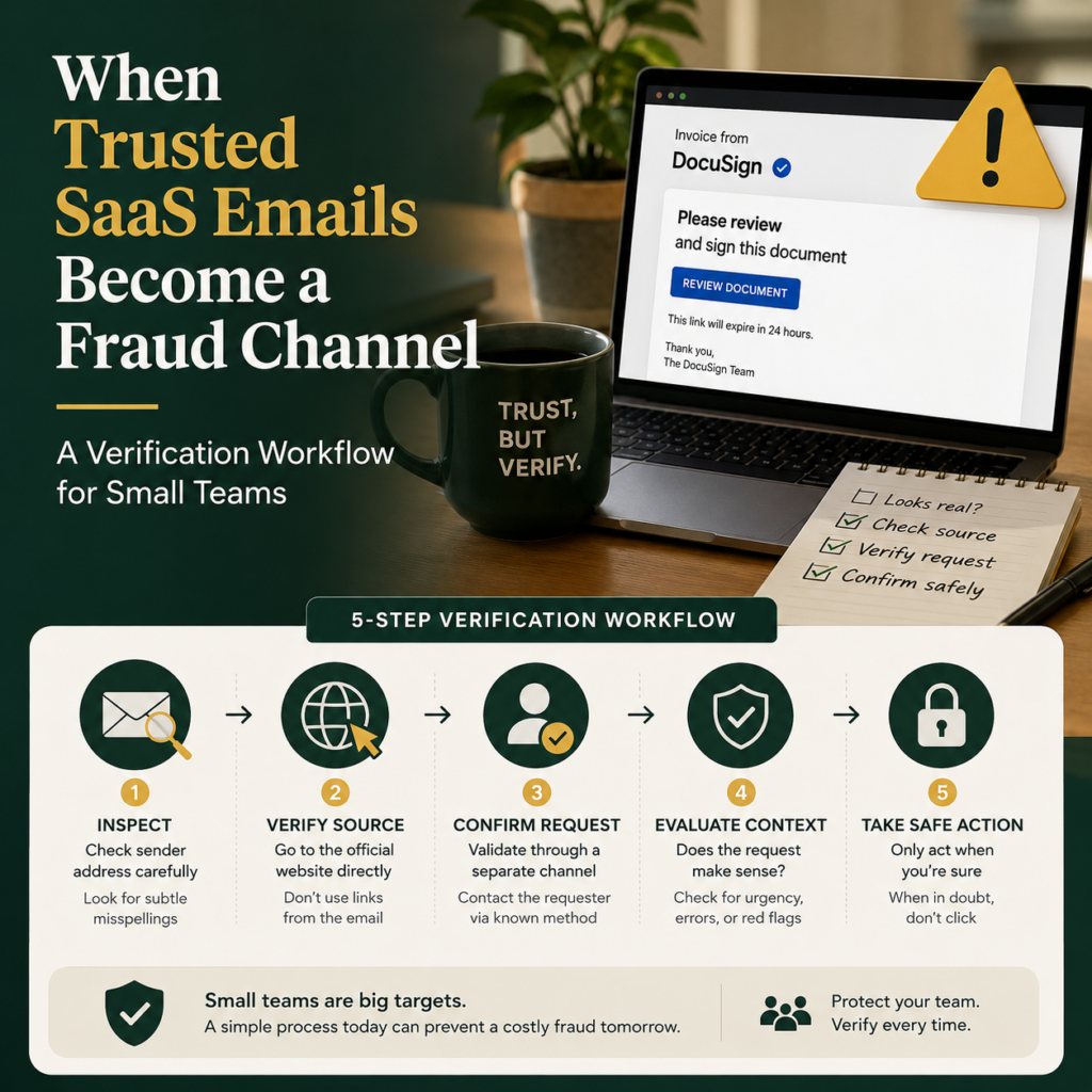 When Trusted SaaS Emails Become a Fraud Channel A Verification Workflow for Small Teams When Trusted SaaS Emails Become a Fraud Channel: A Verification Workflow for Small Teams