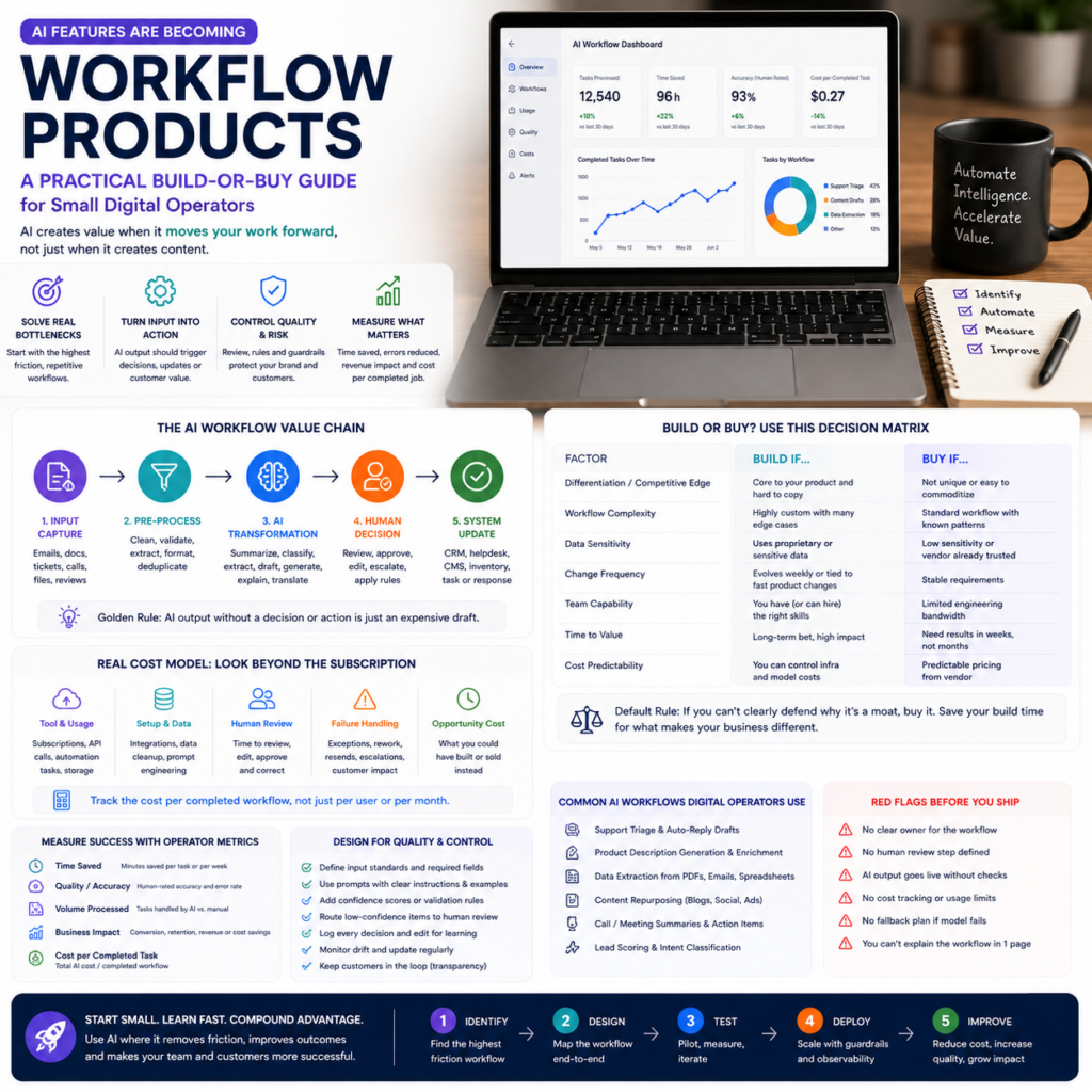 AI Features Are Becoming Workflow Products A Practical Build-or-Buy Guide for Small Digital Operators AI Features Are Becoming Workflow Products: A Practical Build-or-Buy Guide for Small Digital Operators