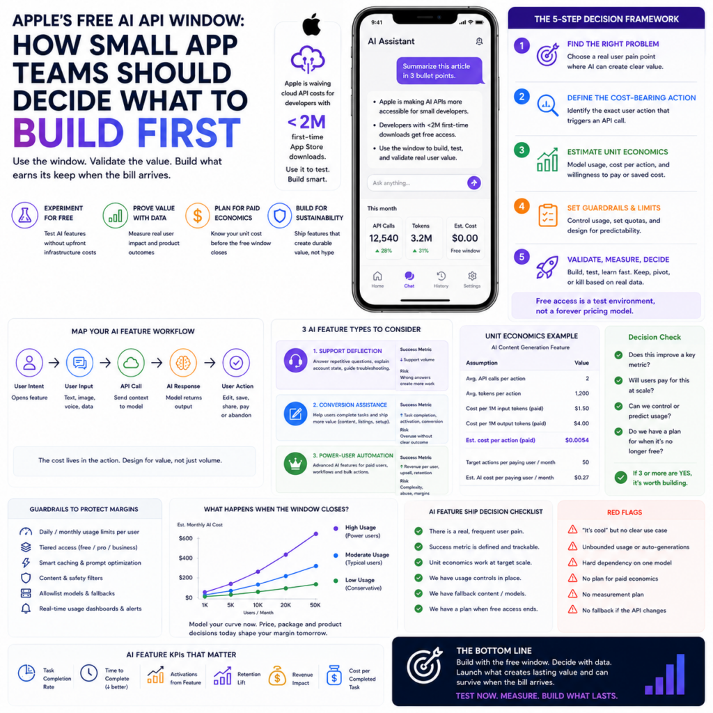 Apple’s Free AI API Window How Small App Teams Should Decide What to Build First Apple’s Free AI API Window: How Small App Teams Should Decide What to Build First