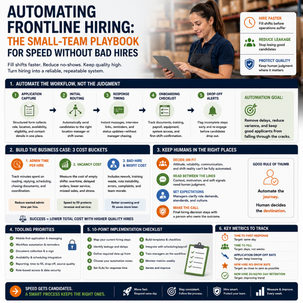 Automating Frontline Hiring The Small-Team Playbook for Speed Without Bad Hires Automating Frontline Hiring: The Small-Team Playbook for Speed Without Bad Hires