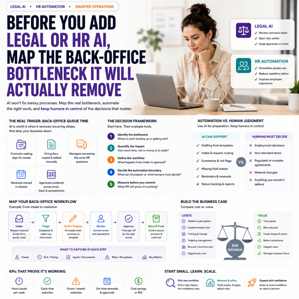 Before You Add Legal or HR AI, Map the Back-Office Bottleneck It Will Actually Remove