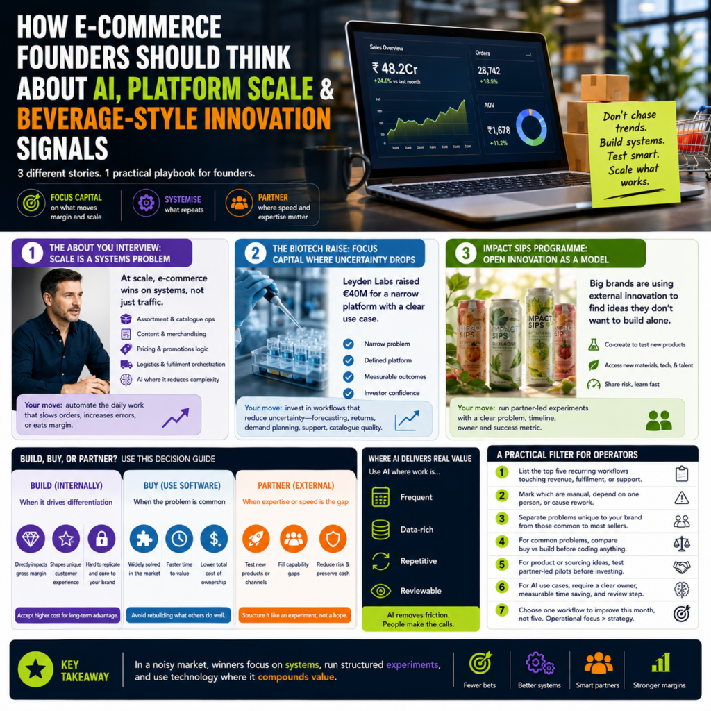 How e-commerce founders should think about AI, platform scale and beverage-style innovation signals