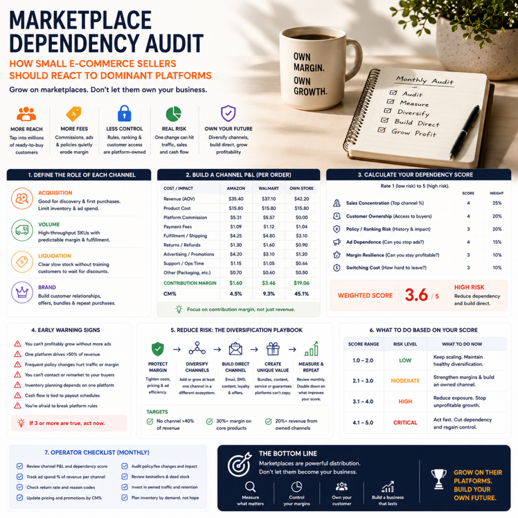 Marketplace Dependency Audit How Small E-Commerce Sellers Should React to Dominant Platforms Marketplace Dependency Audit: How Small E-Commerce Sellers Should React to Dominant Platforms