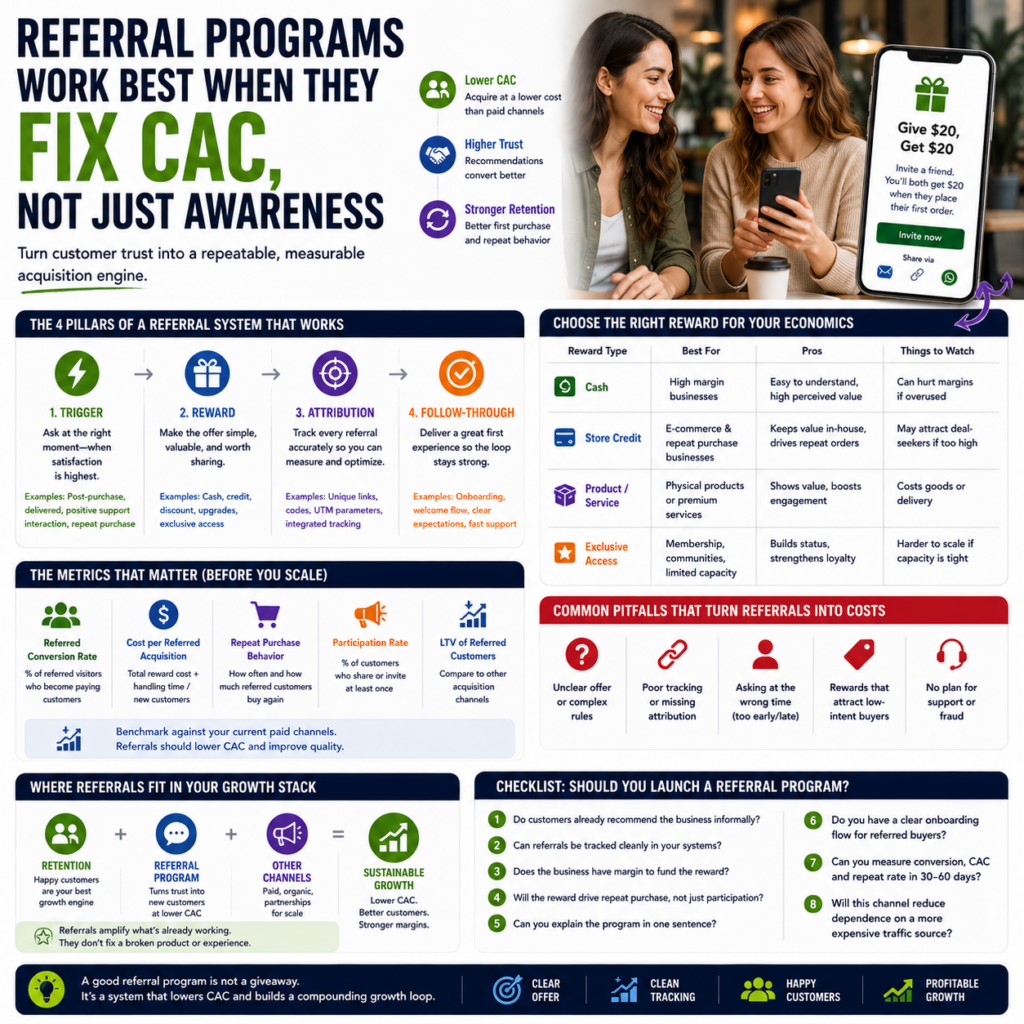 Referral programs work best when they fix CAC, not just awareness