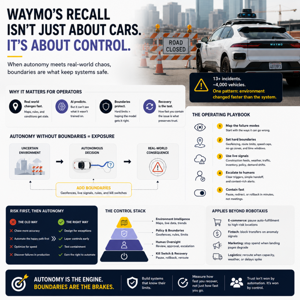 Waymo's Robotaxi Recall Shows Why Autonomous Ops Need Geofenced Safety, Not Just Better AI