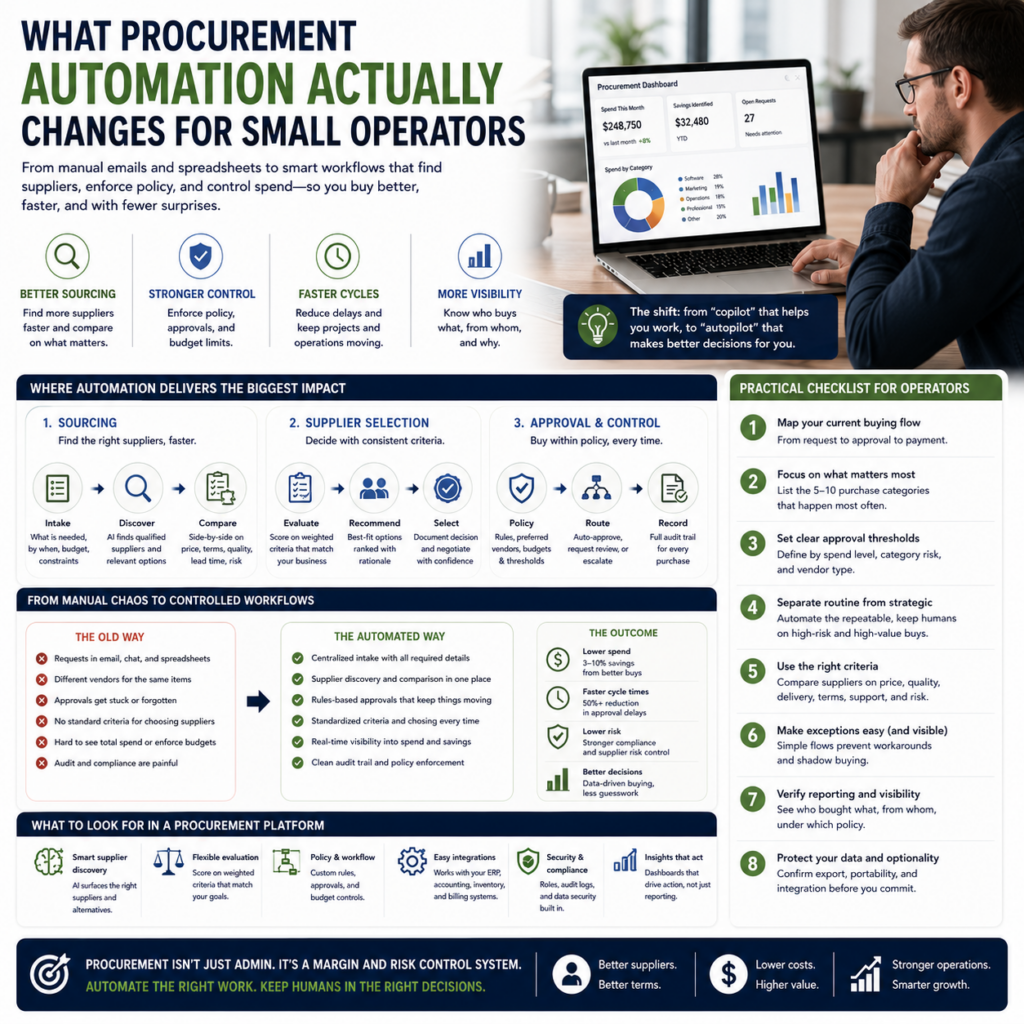 What procurement automation actually changes for small operators What procurement automation actually changes for small operators