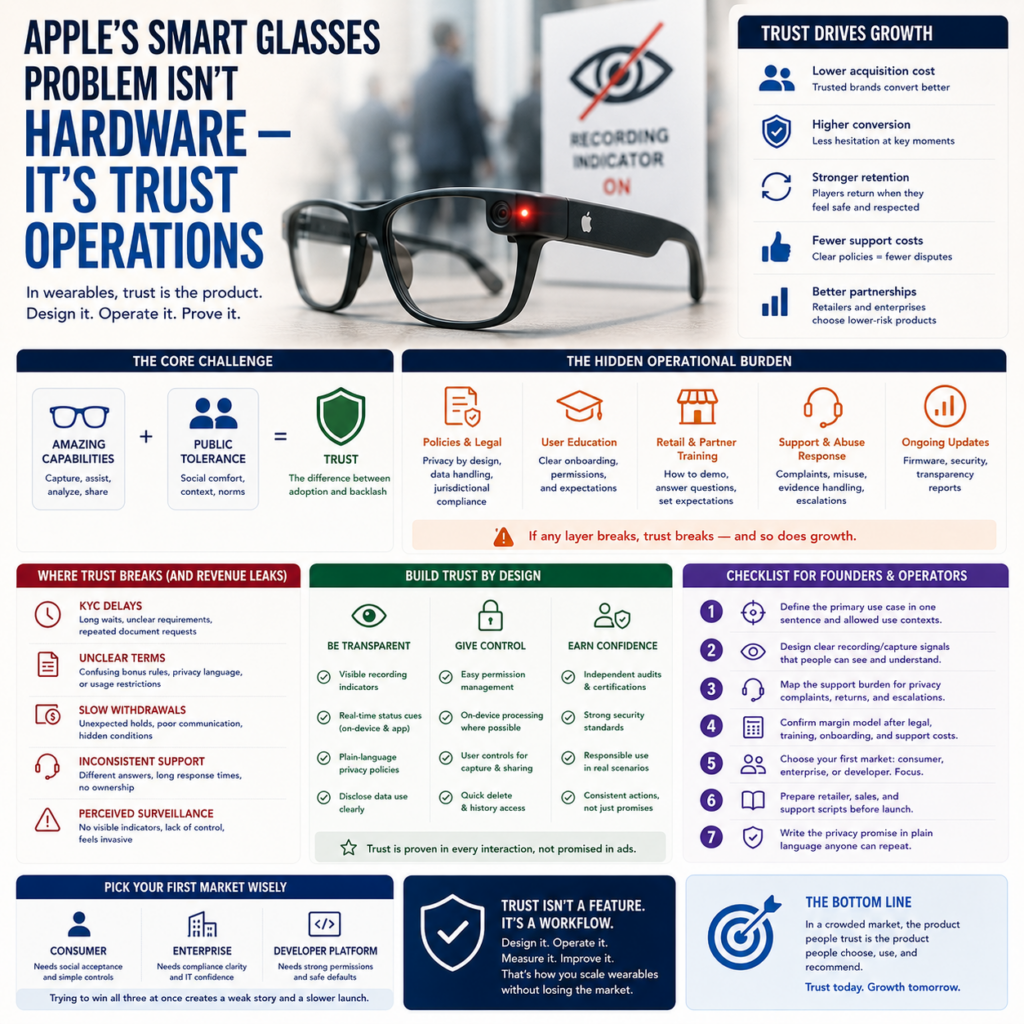 Apple’s smart glasses problem is not hardware — it is trust operations