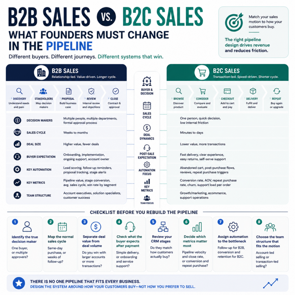 B2B Sales vs B2C Sales What Founders Must Change in the Pipeline B2B Sales vs B2C Sales: What Founders Must Change in the Pipeline