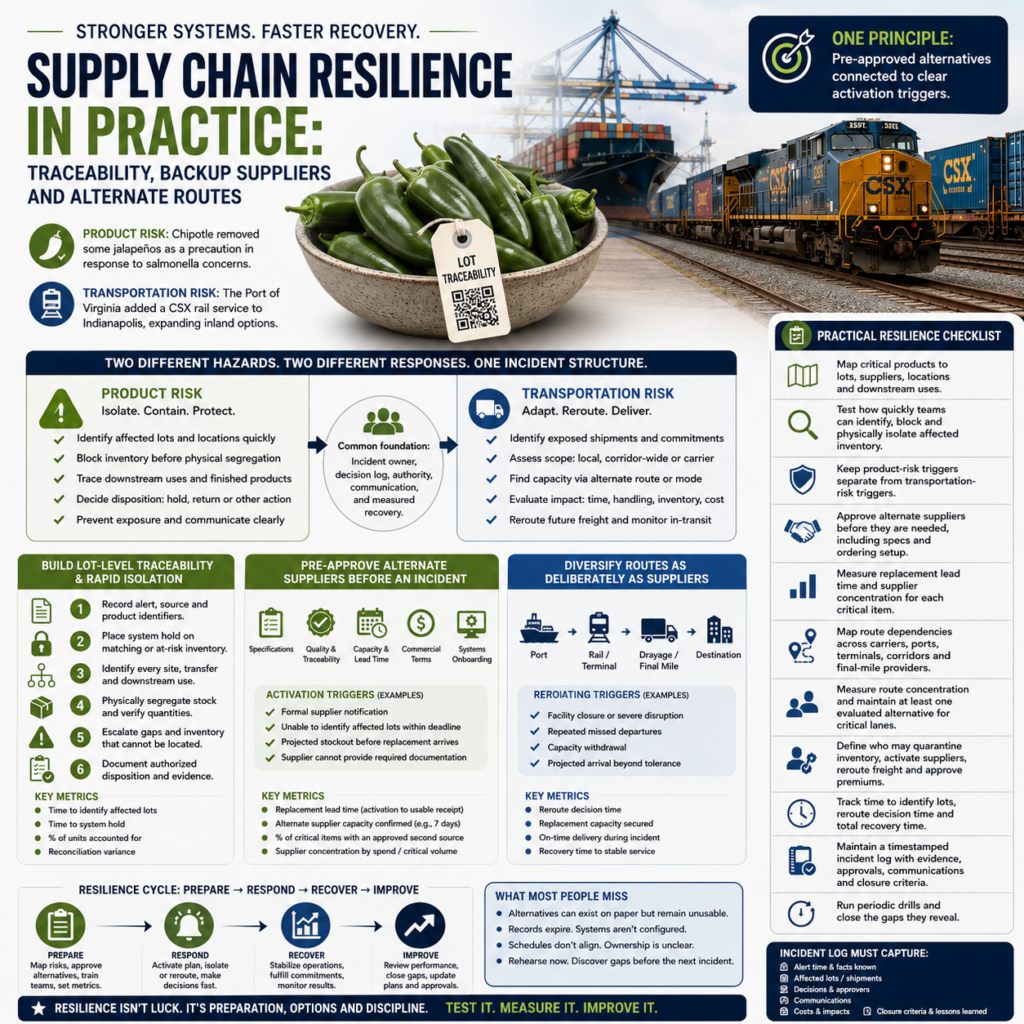 Supply Chain Resilience in Practice Traceability, Backup Suppliers and Alternate Routes Supply Chain Resilience in Practice: Traceability, Backup Suppliers and Alternate Routes