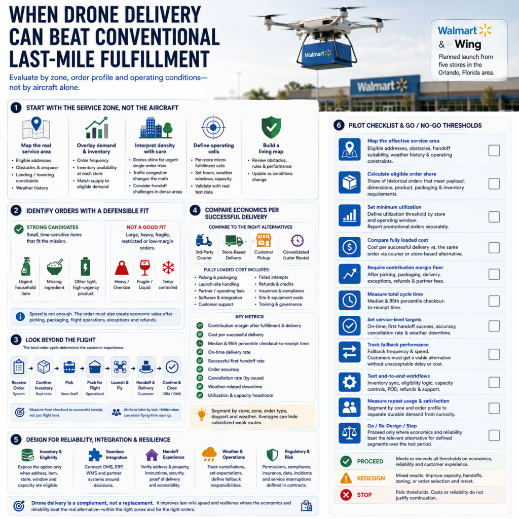 When Drone Delivery Can Beat Conventional Last-Mile Fulfillment