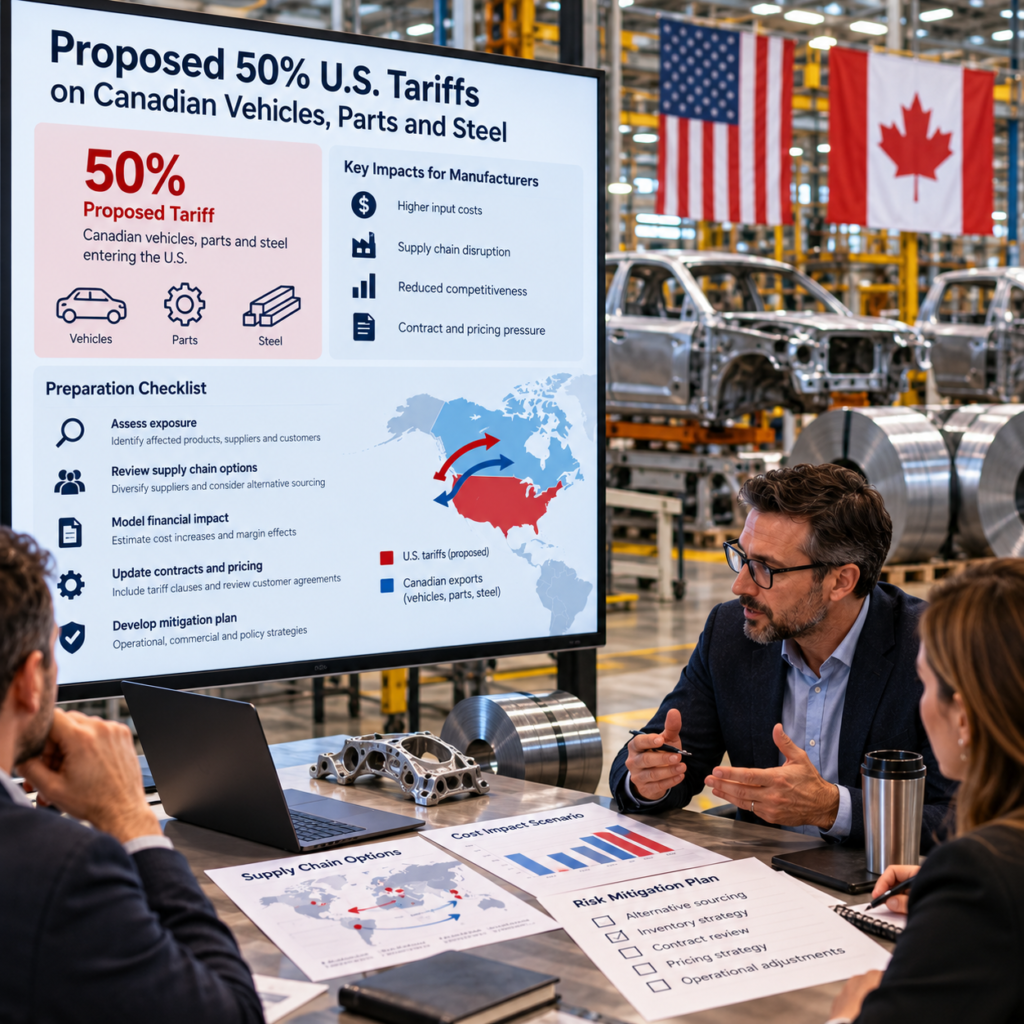 Tariff Strategy in the Factory How Manufacturers Should Prepare for Proposed 50% U.S. Tariffs on Canadian Vehicles, Parts and Steel